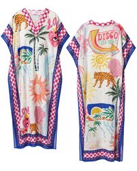 LOVEIST STORE - Mercy Tropical Graphic Pop Linen-Feel Kaftan Abaya - Lyst