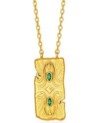 Myrto Katramadou Jewellery - Infinity Necklace-Plated -Two Stones- Emerald - Lyst