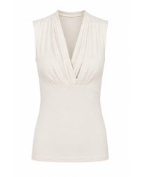 Conquista - Neutrals Draped V-Neck Sleeveless Top - Lyst
