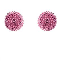 Pats Jewelry - Pink Single Pompom Clip Earrings - Lyst