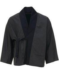 MOE - Graphite Stripe With Twilight Collar Wool Jacket Reversible - Lyst