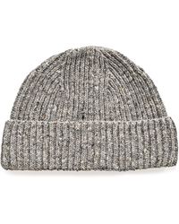 OUBAS - Neutrals Donegal Merino Wool Beanie Hat - Lyst