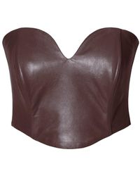 AGGI by HALEWSKI - Lara Chocolate Vegan Leather Corset - Lyst