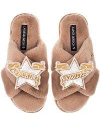 Laines London - Neutrals Classic Laines Slippers With Fucking Fabulous Brooches - Lyst