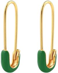 Kris Nations - Safety Pin Enamel Hoop Earrings - Lyst
