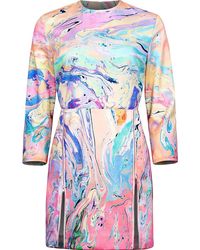 Manimekala Pastel Marbled Denim Dress With Zips - Multicolour
