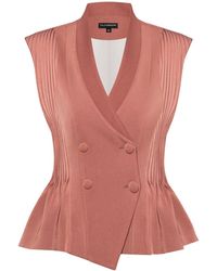Tia Dorraine - Double-Breasted Waistcoat With Pleated Details - Lyst