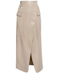 Ats the Label - Neutrals Beatrix Creme Faux Leather Midi Skirt - Lyst