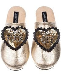 Laines London - Softie Slippers With & Fuck Off Brooches - Lyst