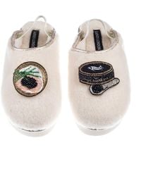 Laines London - Neutrals Flatform Cloud Closed Toe Slippers With Caviar & Blini Brooches - Lyst