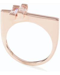 Neola Anais Rose Gold Stacking Ring With Rose Quartz - Metallic