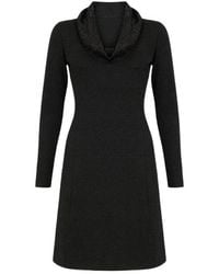 Conquista - Drape Neck Stretch Jersey Dress With Lace Detail - Lyst
