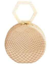 LIKHÂ - Neutrals Dusty Rose Round Straw Handbag With Mother Of Pearl Handle - Lyst