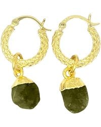 Harfi - Raw Peridot August Birthstone Huggie Hoops Vermeil Plated Gemstone Earrings - Lyst
