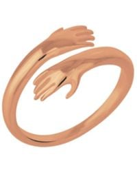 Spero London - Hug Ring With Hands Sterling - Lyst