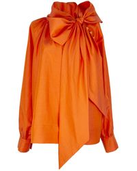 Rua & Rua - Linen & Silk Bow Blouse Shirt - Lyst