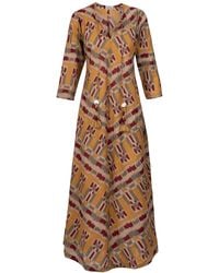 Antra Designs - Khaki Smudge Ikat Kaftan - Lyst