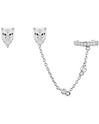 SALLY SKOUFIS - Pure Stud & Ear Cuff Set With Made Diamonds - Lyst