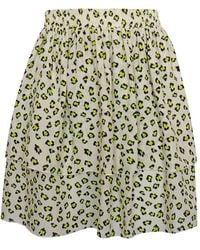 2KStyle - Amalia Animal Print Layered Viscose Mini Skirt - Lyst