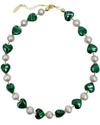 Farra - Heart-Shaped Malachite With Freshwater Pearls Statement Necklace - Lyst
