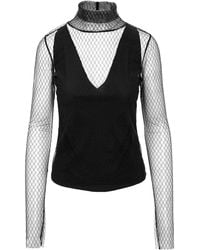 Silvia Serban - Textured Tulle Turtleneck Top - Lyst
