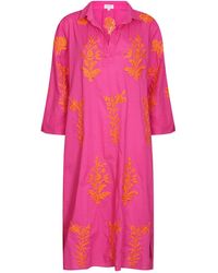 NoLoGo-chic - Short Tourist Dress Pink With Satsuma Embroidery Cotton Pink - Lyst