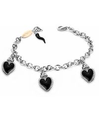 Unaloe - Bracelet With Three Heart Pendants And Horn - Lyst