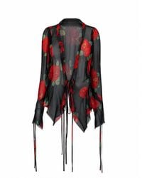 concept A trois - Chiffon Blouse Adorned With Roses - Lyst