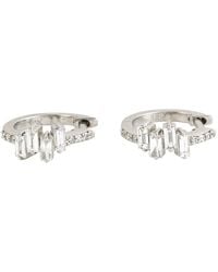 Artisan - 18K Baguette Diamond Huggie Earrings - Lyst