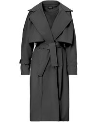 BLUZAT - Leather Raglan Sleeve Trench Coat With Belt - Lyst