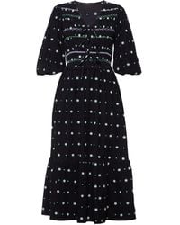 Rose & Nancy - Eddie Cord Embroidered Polka Dot Maxi Dress - Lyst
