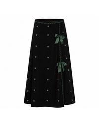 Rose & Nancy - Illy Embroidered Heart Velvet Skirt - Lyst
