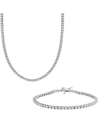 Spero London - Sterling Large Tennis Necklace & Bracelet Set - Lyst