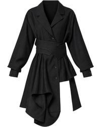 Metamorph - Asymmetric Shirt With Draped Hem And Statement Belt - Lyst
