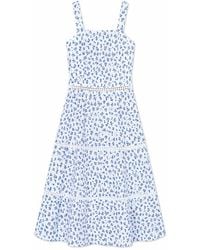 Yumi' - Ditsy Floral Cotton Midi Sun Dress With Lace Trims - Lyst