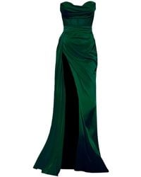 Angelika Jozefczyk - Napoli Corset High Slit Gown Emerald - Lyst