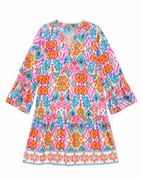 Yumi' - Multicolour Ikat Print Viscose Beach Tunic - Lyst