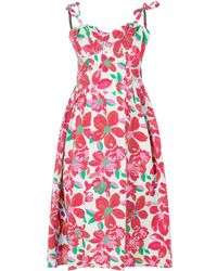 Lavaand - The Rosie Organic Cotton Corset Midi Dress In Pink Painted Floral - Lyst