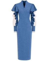 Julia Allert - Occasion Midi Dress With Ruffled Sleeves - Lyst