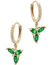 Miki & Jane - Emerald Flower & Diamond Accent Dangle Hoop Earrings - Lyst