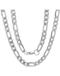 Steeltime - Stainless Steel Accented Figaro Necklace Chain - Lyst