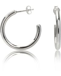 The Jewellery Store London - Plain Open Hoop Studs Earrings - Lyst