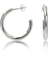 The Jewellery Store London - Plain Open Hoop Studs Earrings - Lyst