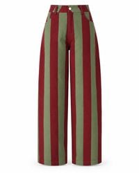 Mind Traveler - Burgundy & Khaki Striped Clarissa Balloon Jeans - Lyst