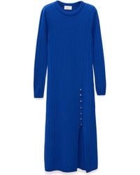 Peraluna - Zaira Minimal Cable Knit Slit Midi Dress - Lyst