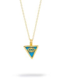 Ebru Jewelry - Triangle Pendant Evil Eye Talisman Necklace - Lyst