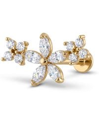 Zahav Jewelry - 14K Solid 18G 8Mm Triple Flower Marquise Round Cz Flat Back Stud - Lyst