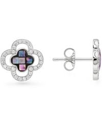 Kylie Harper - Mosaic Abalone Mother Of Pearl Clover Halo Earrings - Lyst