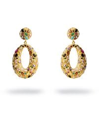 Ebru Jewelry - Multi Gemstone & Stylish Look Chunky Dangle Earrings - Lyst