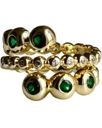 Laura Gray - Gilt Sterling Bezel Emerald Crystal Ring - Lyst